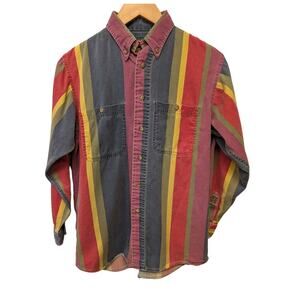 Vintage Tango by Max Raab Multicolor Rainbow Button Down Shirt 90s Y2K Striped